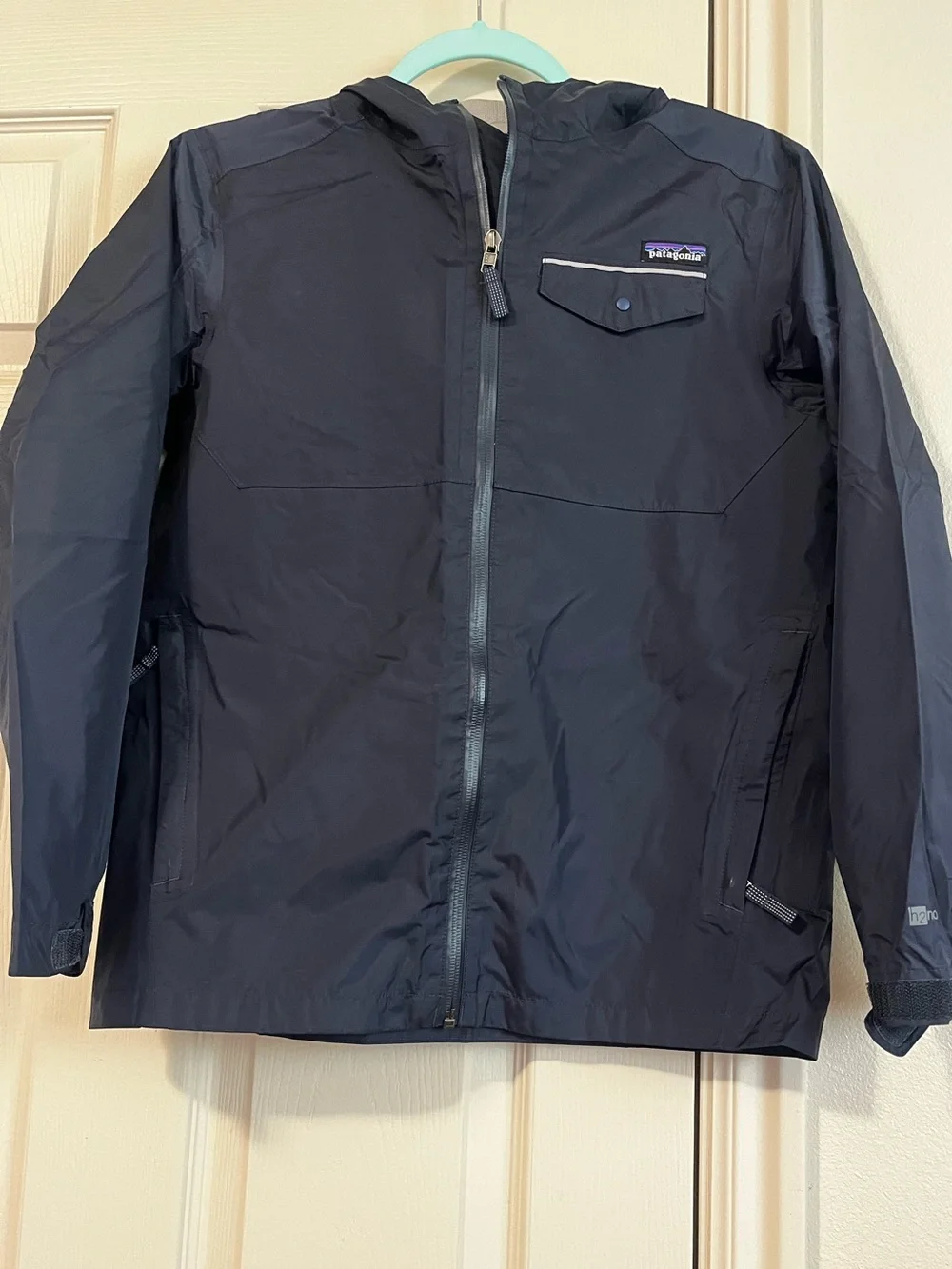 Patagonia Thorrentshell Breathable H2no Navy Hooded Rain Jacket Size 14